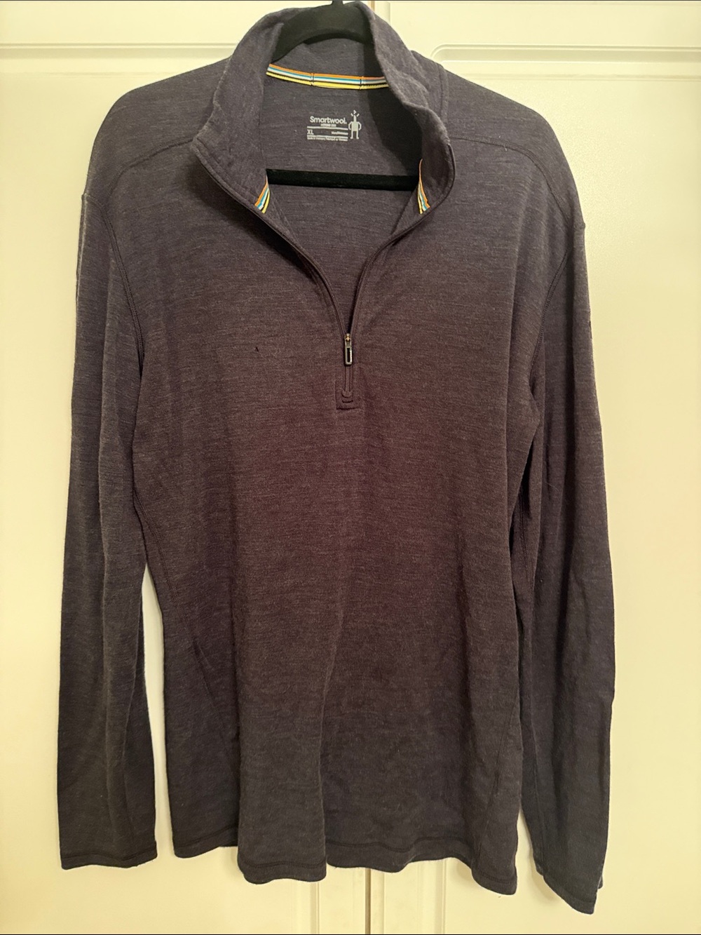 Smartwool Merino Wool Quarter-Zip Pullover Sweater Heathered Purple Men's XL